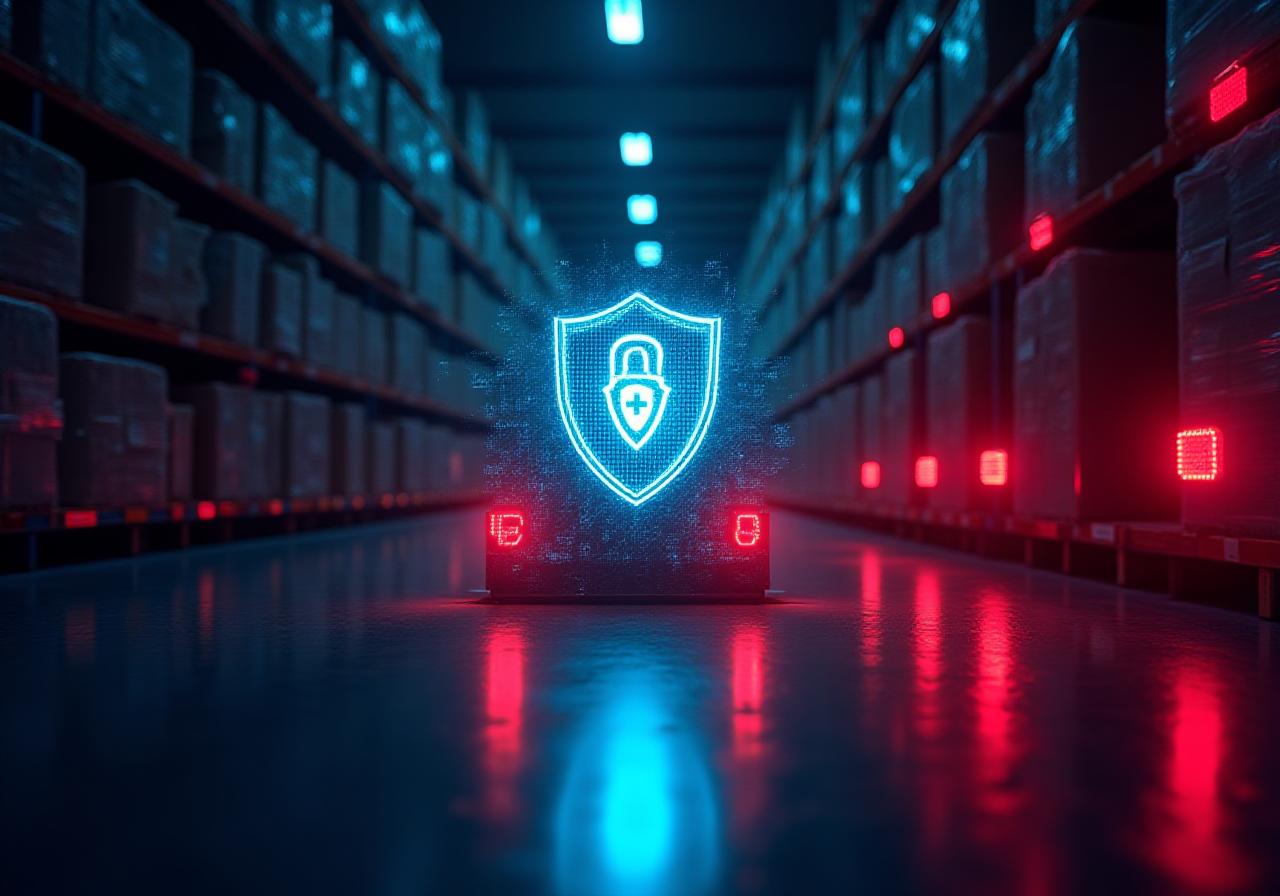 Cybersecurity and digital logistics protection concept
