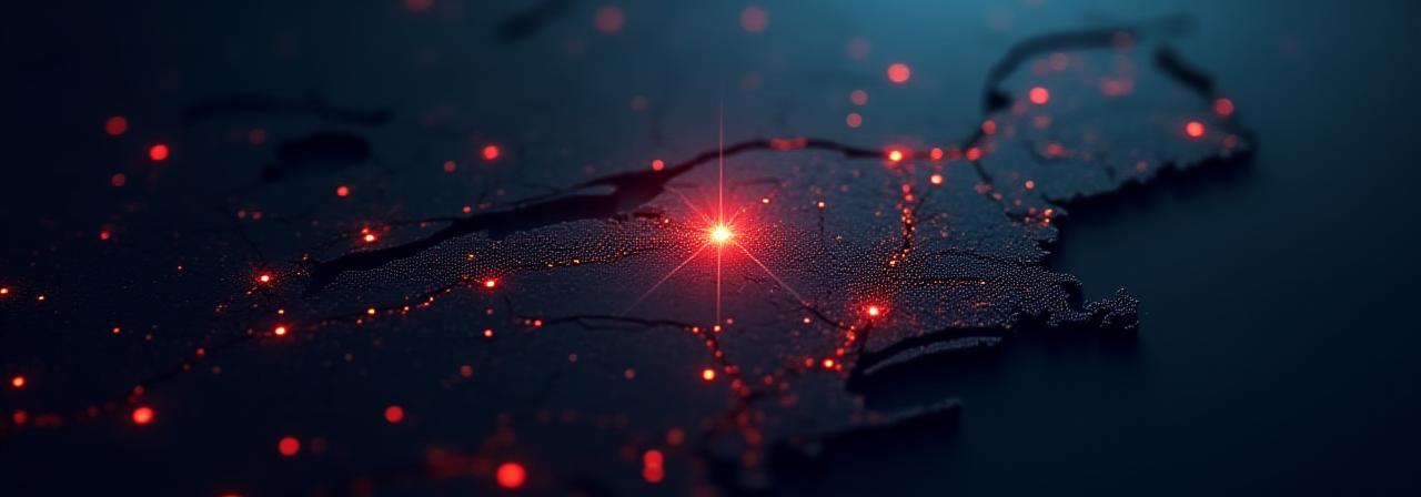 Abstract dark map graphic showing Cheektowaga NY as a logistics hub